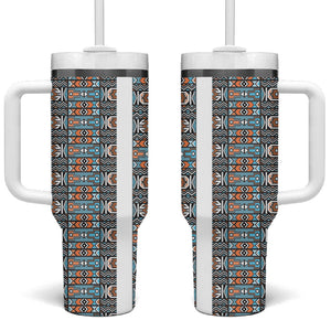 African Ndebele Traditional Attire Tumbler With Handle White Ndebele Stripe