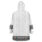 African Ndebele Traditional Attire Wearable Blanket Hoodie White Ndebele Stripe