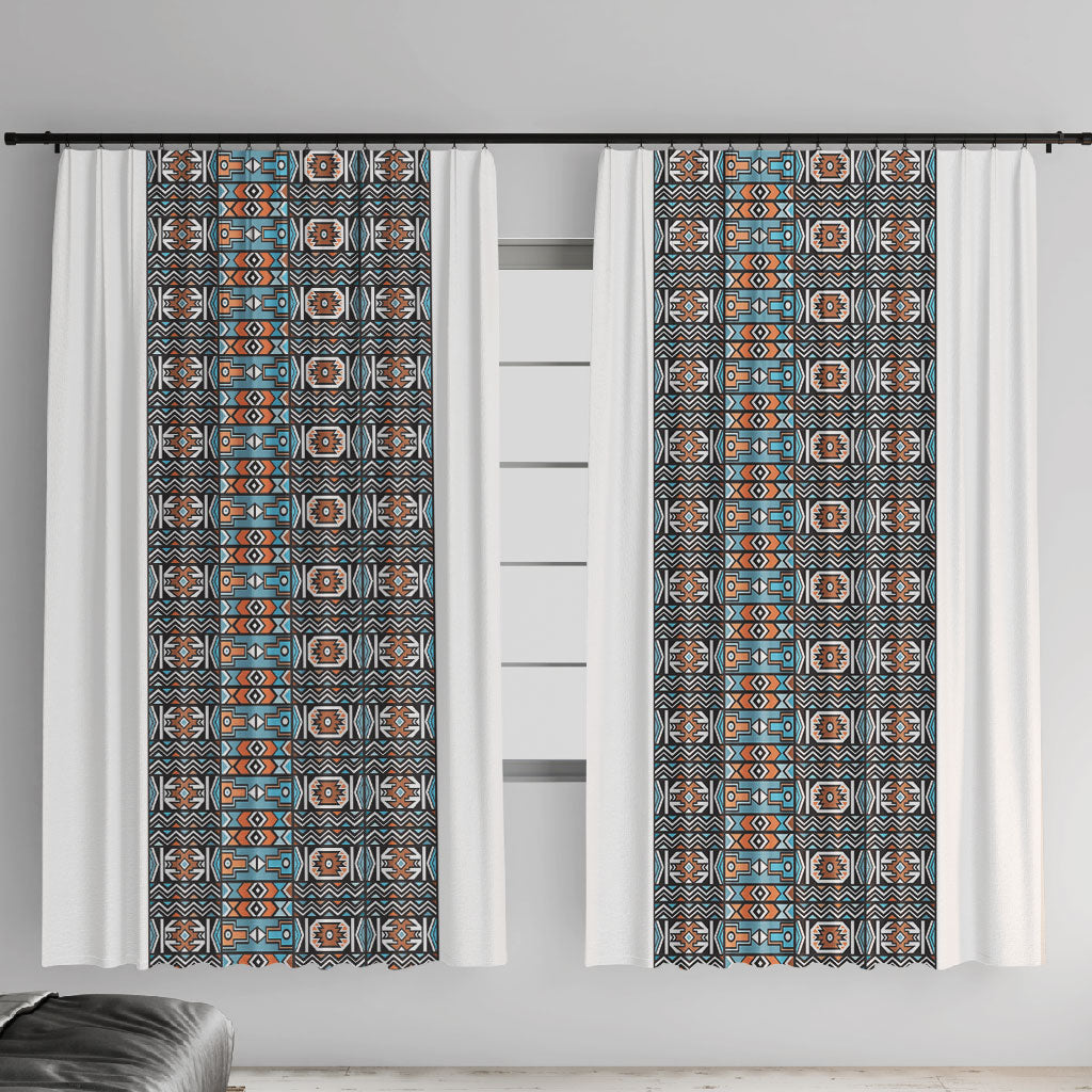 African Ndebele Traditional Attire Window Curtain White Ndebele Stripe