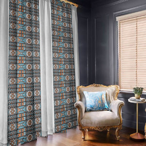 African Ndebele Traditional Attire Window Curtain White Ndebele Stripe