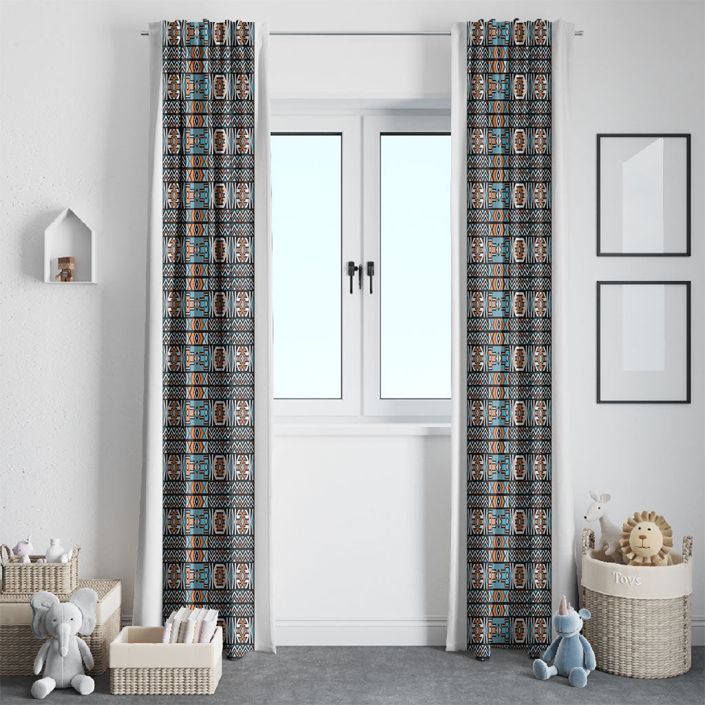 African Ndebele Traditional Attire Window Curtain White Ndebele Stripe