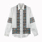 African Ndebele Traditional Attire Women Casual Shirt White Ndebele Stripe