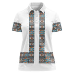 African Ndebele Traditional Attire Women Polo Shirt White Ndebele Stripe