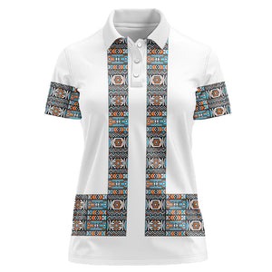 African Ndebele Traditional Attire Women Polo Shirt White Ndebele Stripe