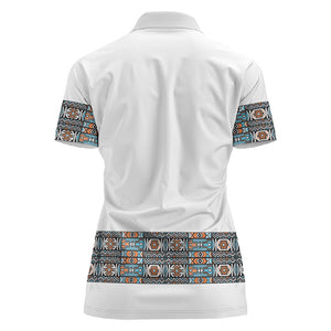 African Ndebele Traditional Attire Women Polo Shirt White Ndebele Stripe