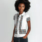 African Ndebele Traditional Attire Women Polo Shirt White Ndebele Stripe