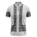 African Ndebele Traditional Attire Zipper Polo Shirt White Ndebele Stripe