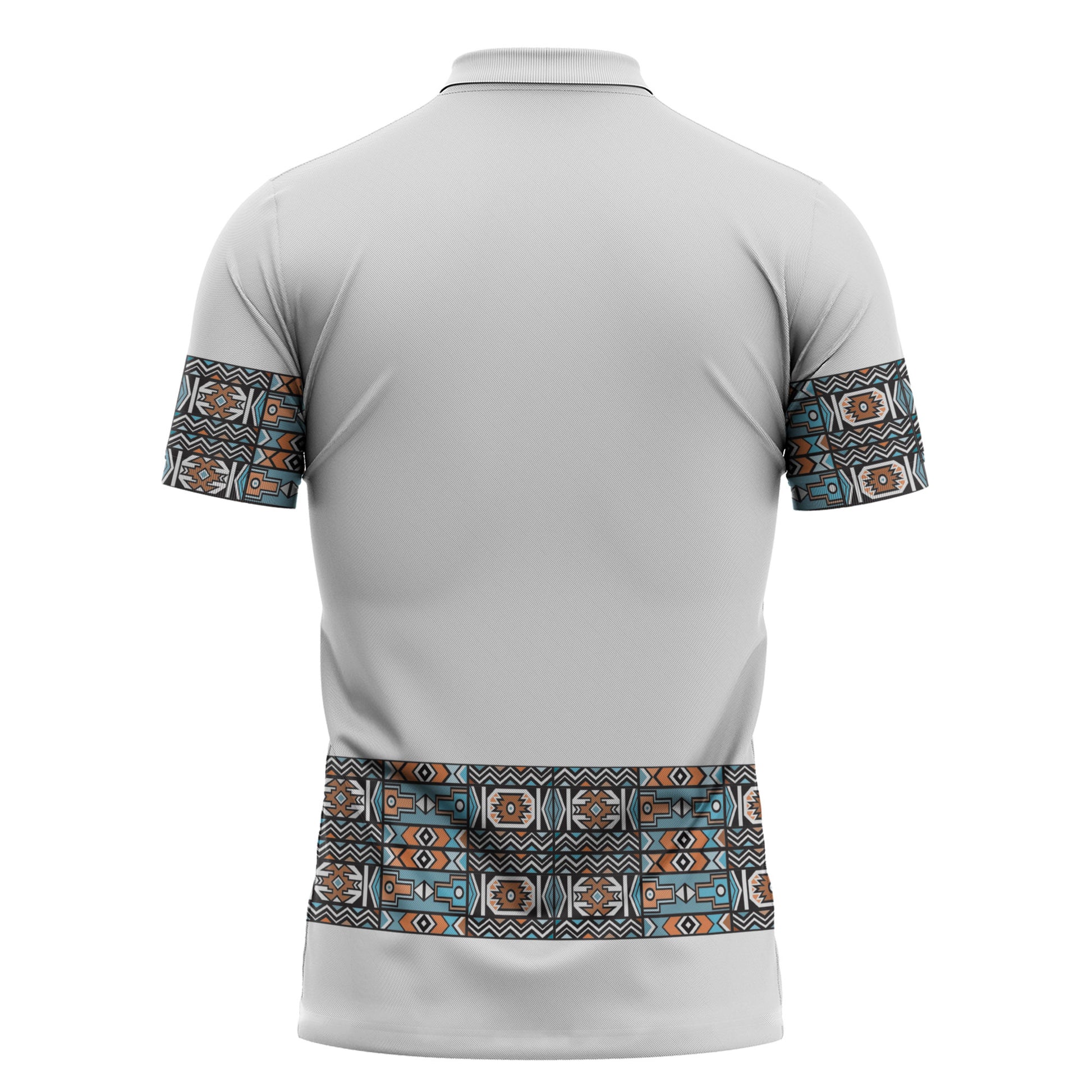 African Ndebele Traditional Attire Zipper Polo Shirt White Ndebele Stripe