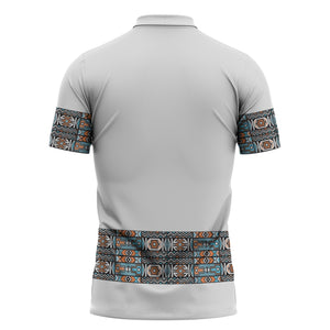 African Ndebele Traditional Attire Zipper Polo Shirt White Ndebele Stripe
