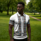 African Ndebele Traditional Attire Zipper Polo Shirt White Ndebele Stripe