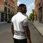 African Ndebele Traditional Attire Zipper Polo Shirt White Ndebele Stripe