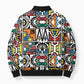 African Geometric Ndebele Patterns Bomber Puffer Jacket