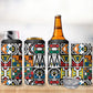 African Geometric Ndebele Patterns 4 in 1 Can Cooler Tumbler