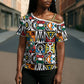 African Geometric Ndebele Patterns Cross Shoulder Shirt