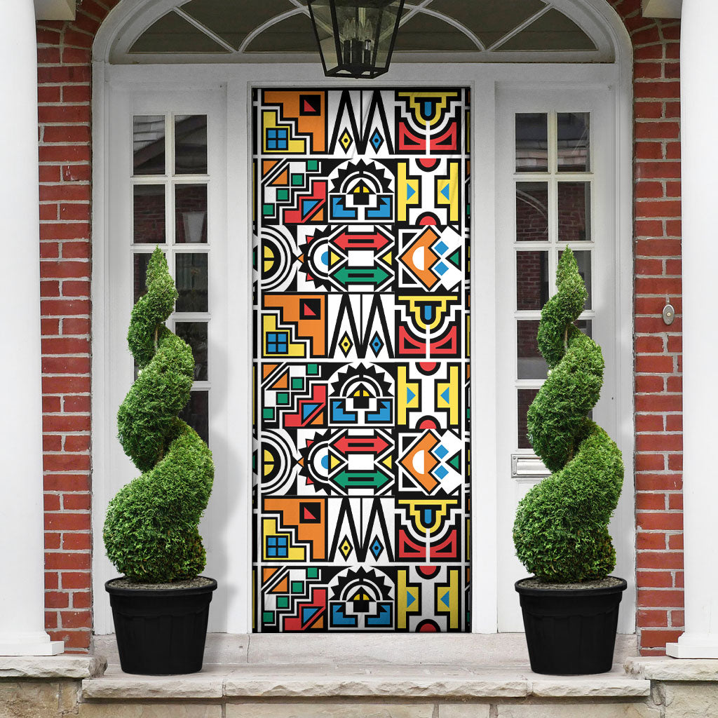 African Geometric Ndebele Patterns Door Cover