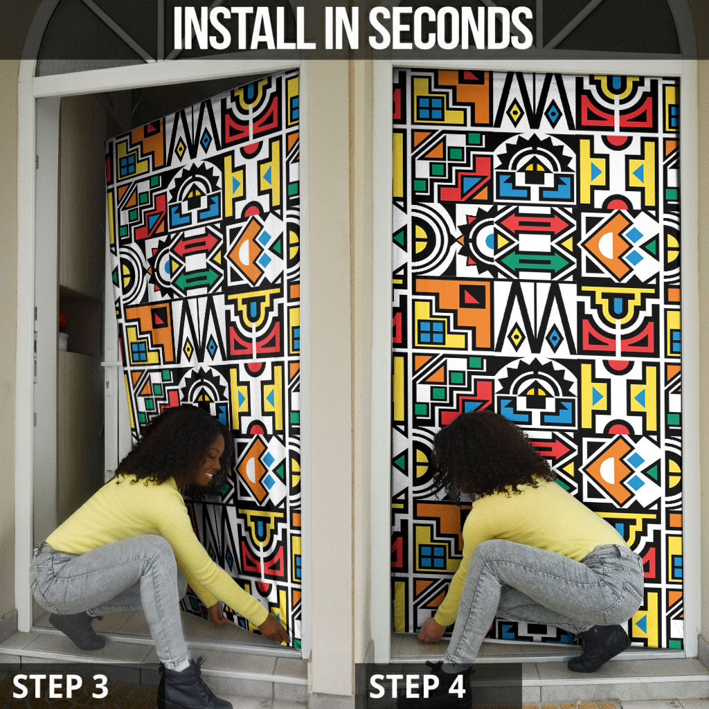 African Geometric Ndebele Patterns Door Cover