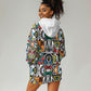 African Geometric Ndebele Patterns Hoodie Dress