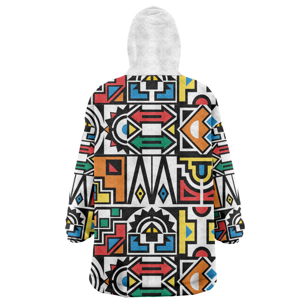 African Geometric Ndebele Patterns Kid Wearable Blanket Hoodie
