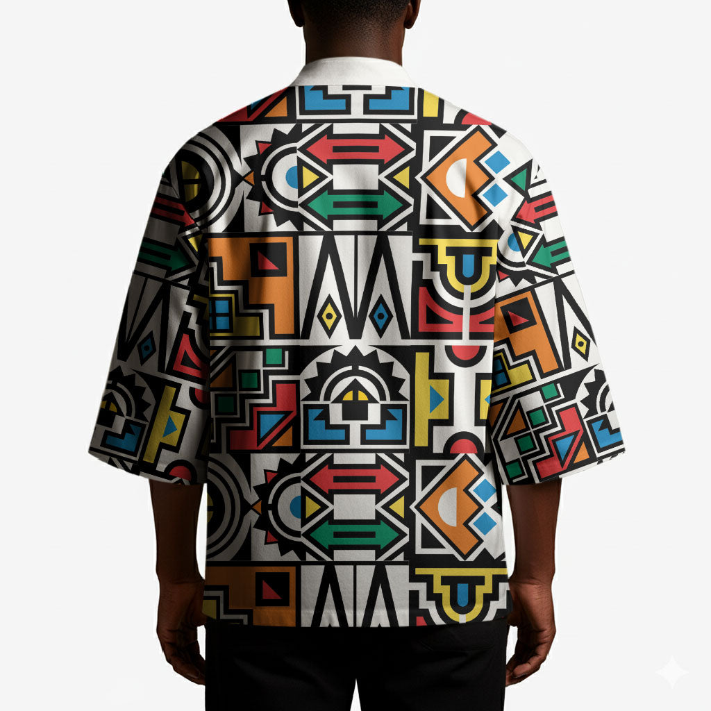 African Geometric Ndebele Patterns Kimono