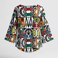 African Geometric Ndebele Patterns Kimono Sleeve Blouse