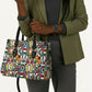 African Geometric Ndebele Patterns Leather Bag
