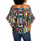 African Geometric Ndebele Patterns Off Shoulder Wrap Waist Top