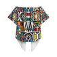 African Geometric Ndebele Patterns Off Shoulder Wrap Waist Top