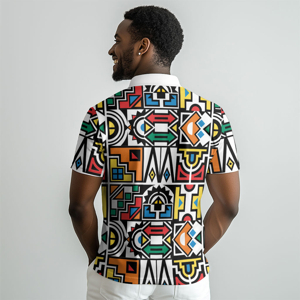 African Geometric Ndebele Patterns Polo Shirt