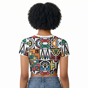African Geometric Ndebele Patterns Raglan Cropped T shirt
