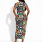 African Geometric Ndebele Patterns Short Sleeve Bodycon Dress
