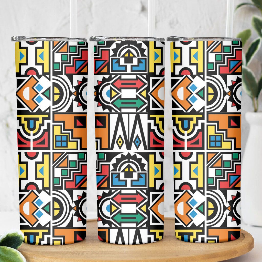 African Geometric Ndebele Patterns Skinny Tumbler