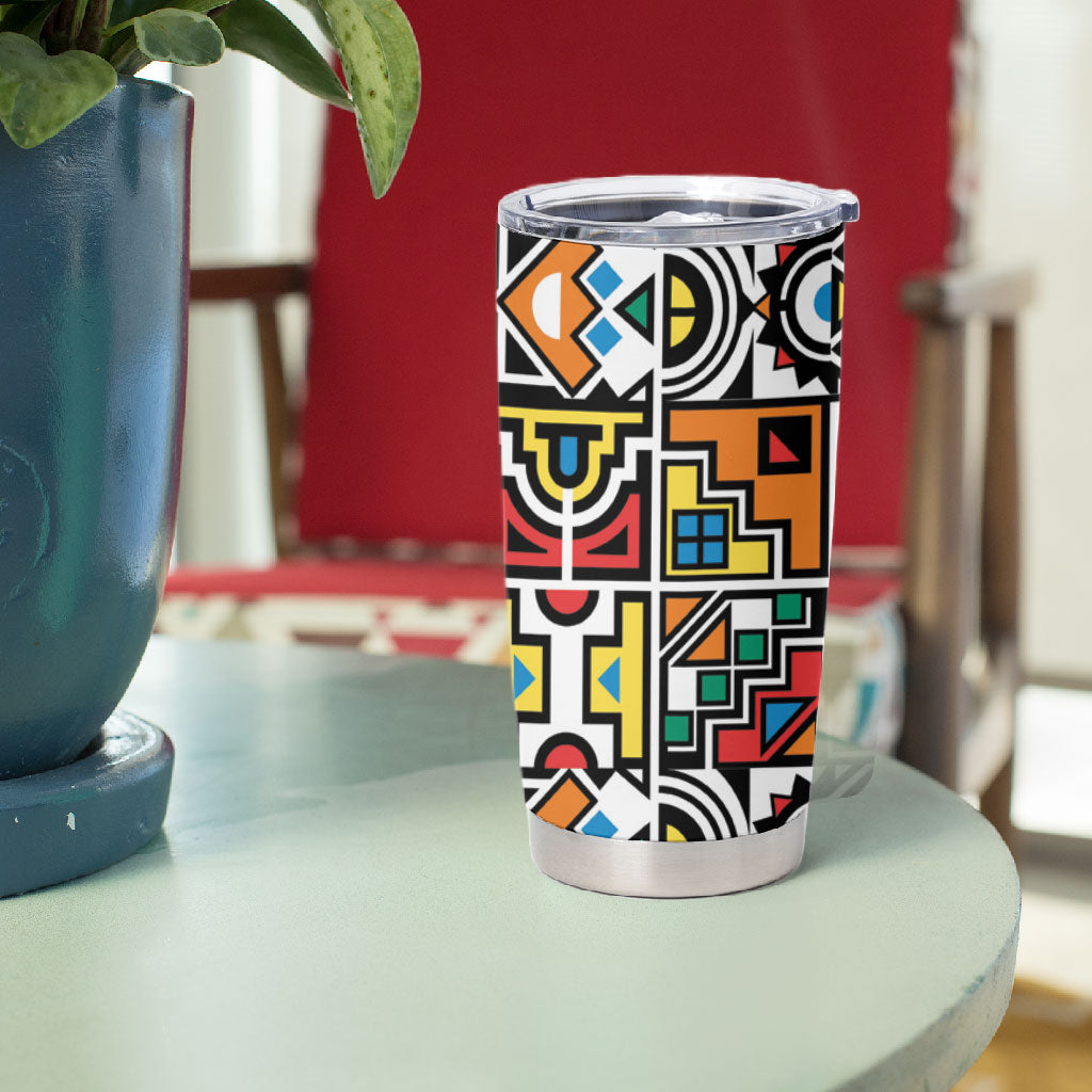 African Geometric Ndebele Patterns Tumbler Cup