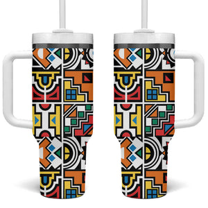 African Geometric Ndebele Patterns Tumbler With Handle