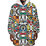 African Geometric Ndebele Patterns Wearable Blanket Hoodie