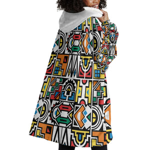 African Geometric Ndebele Patterns Wearable Blanket Hoodie
