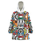 African Geometric Ndebele Patterns Wearable Blanket Hoodie
