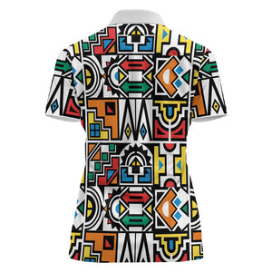 African Geometric Ndebele Patterns Women Polo Shirt