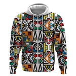 African Geometric Ndebele Patterns Zip Hoodie