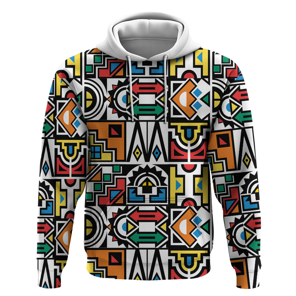 African Geometric Ndebele Patterns Zip Hoodie
