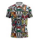 African Geometric Ndebele Patterns Zipper Polo Shirt