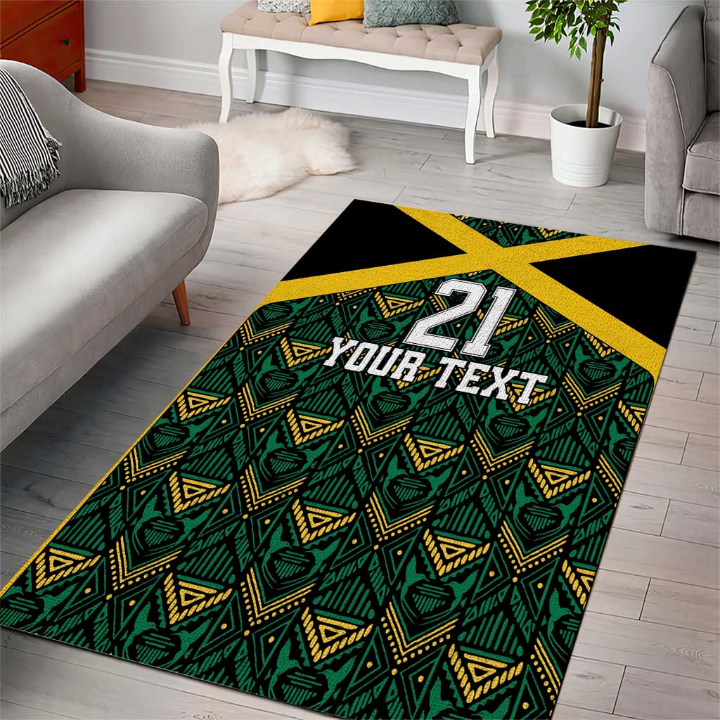 Afro-Jamaicans Football Custom Area Rug Black Ethnic Motifs