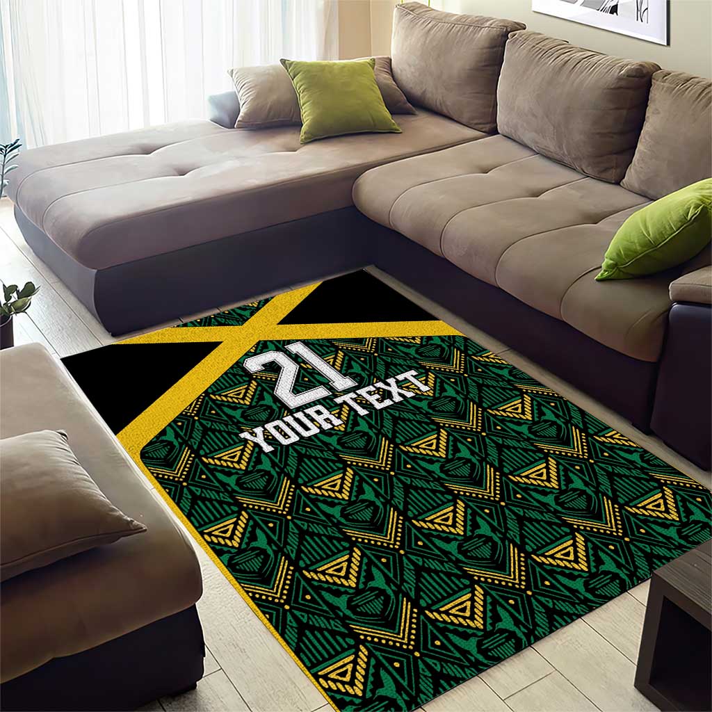 Afro-Jamaicans Football Custom Area Rug Black Ethnic Motifs