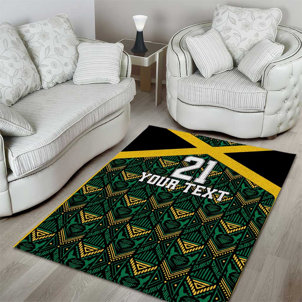 Afro-Jamaicans Football Custom Area Rug Black Ethnic Motifs