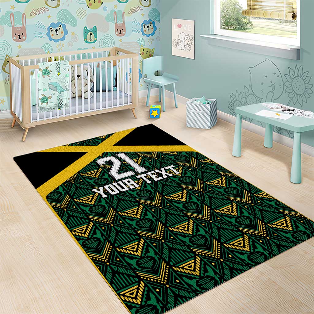 Afro-Jamaicans Football Custom Area Rug Black Ethnic Motifs