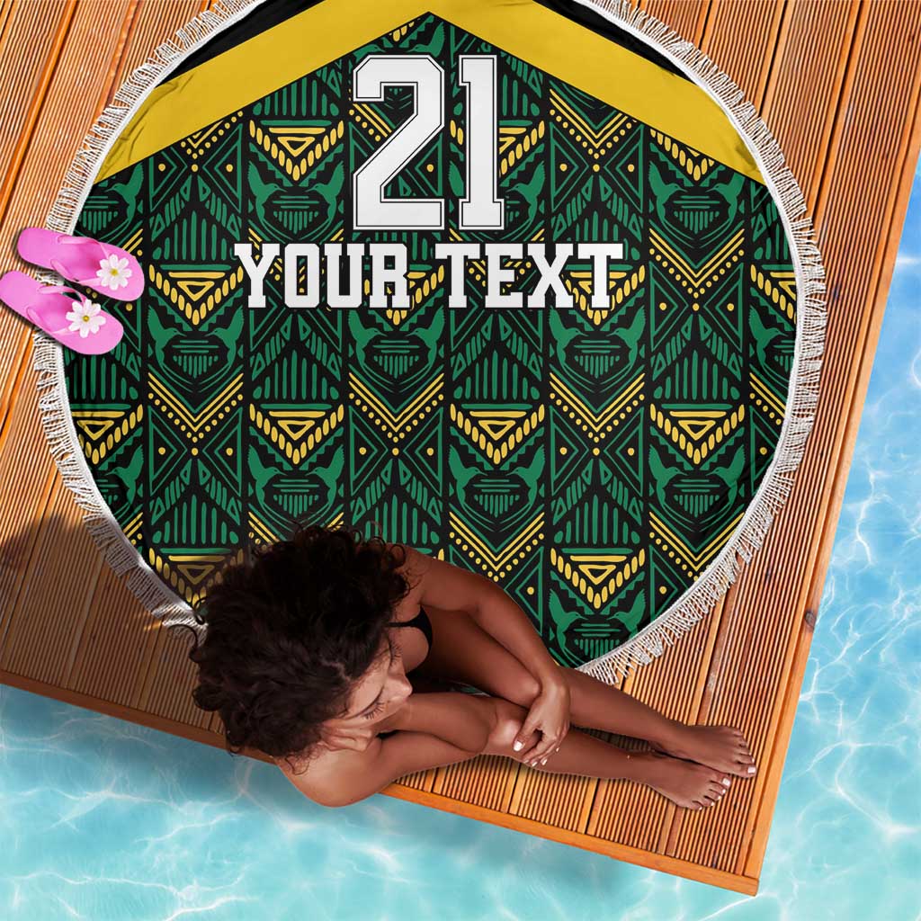Afro-Jamaicans Football Custom Beach Blanket Black Ethnic Motifs