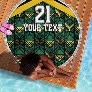 Afro-Jamaicans Football Custom Beach Blanket Black Ethnic Motifs