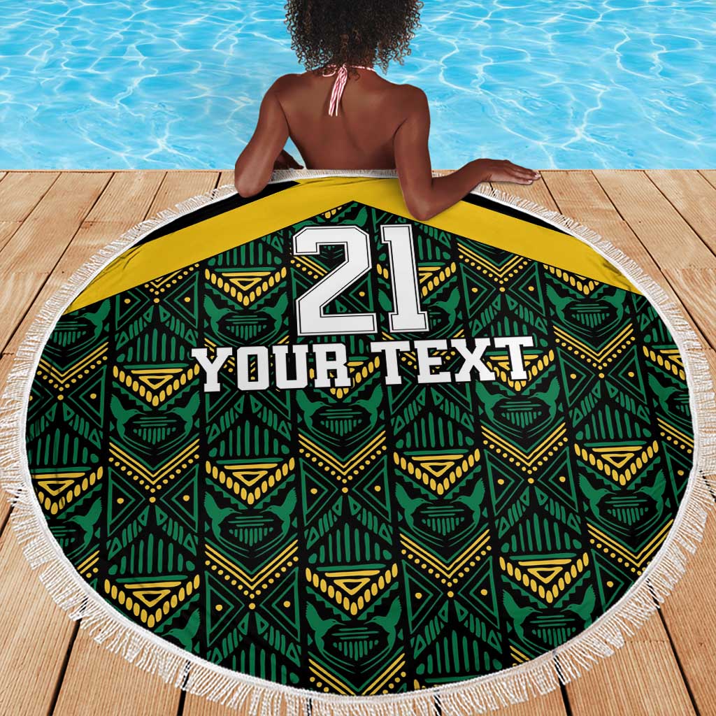Afro-Jamaicans Football Custom Beach Blanket Black Ethnic Motifs