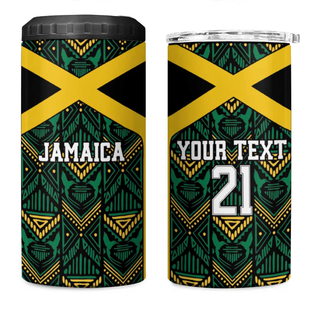 Afro-Jamaicans Football Custom 4 in 1 Can Cooler Tumbler Black Ethnic Motifs