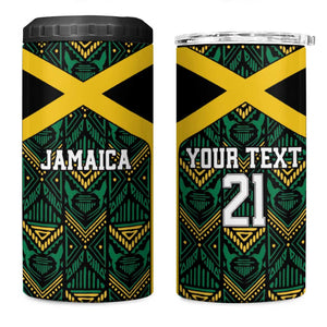 Afro-Jamaicans Football Custom 4 in 1 Can Cooler Tumbler Black Ethnic Motifs