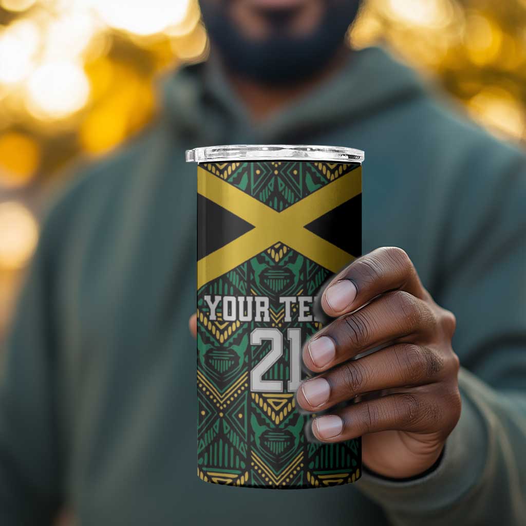 Afro-Jamaicans Football Custom 4 in 1 Can Cooler Tumbler Black Ethnic Motifs